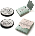 Cell Phone Protection Blocker Shungite Stickers 2 pcs Merkaba & Metatron Sacred Symbol Engraved | Round Sticker Plates for Gadget Smartphone Laptop | Polished Shungite Stone Plates S583