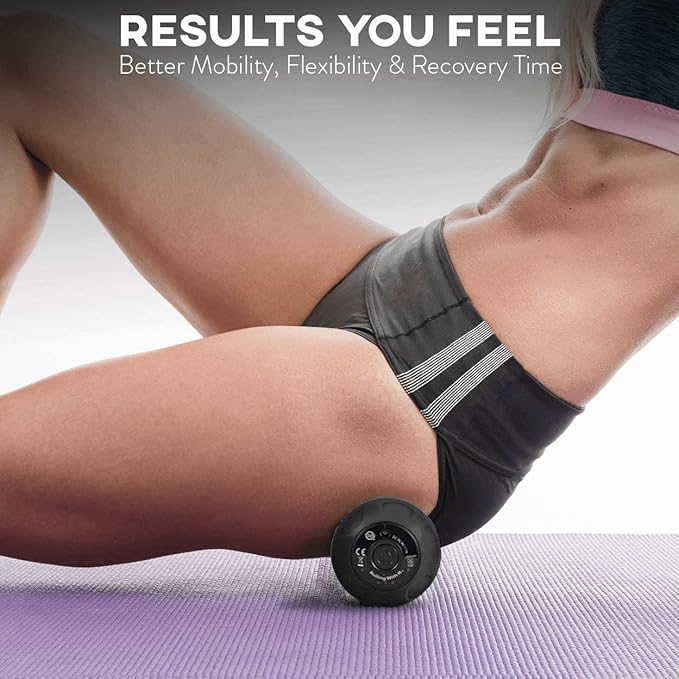 Rolling With It Vibrating Peanut Massage Ball - Deep Tissue Trigger Point Therapy, Myofascial Release - Handheld, Cordless - 4 Intensity Levels - Dual Lacrosse Ball Vibration Massager (Black)