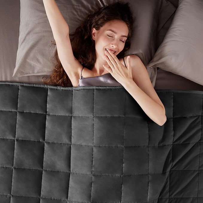 Weighted Blanket Twin Size (48"x72" 20lbs),Ultra Soft and Cozy Cooling Weighted Blanket Twin Size for Adult,Heavy Blanket with Machine Washable Soft Blanket, Black