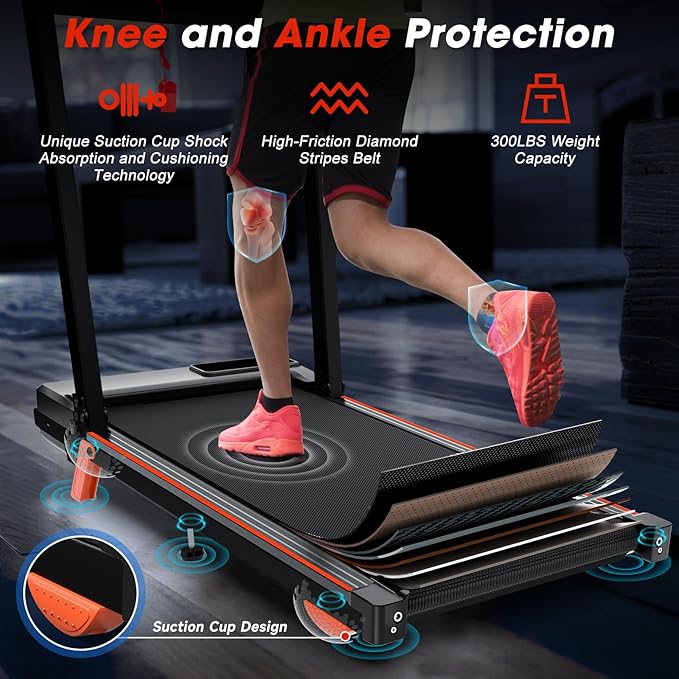 Walking Pad Treadmill with Handle Bar, Removable Desk Workstation, Incline Treadmills for Home Office with Desktop, APP, 300+ lb Capacity