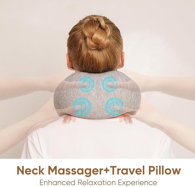 Howdy Shiatsu Neck Massager with Heating [2026 Upgraded], Heated Neck Pillow Cordless for Pain Relief Deep Tissue Kneading, Valentine's Day for Her/Him Gift, 2-in-1 Portable for Airplane Travel