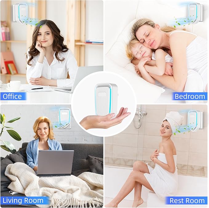 Air Ionizer Plug In-6Pack Negative Ion Air Purifiers Ionizer,Quiet Air Freshener Indoor Portable Cleaner,Wall Plug In Negative Air Purifier for Home,Bedroom,Office,Odor Reducer Pets,Smoke Smell