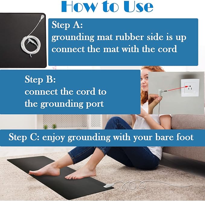 Grounding Mat for Improving Sleep, Grounding Pad for Health, Grounding Bed Mat with Grounding Cord for Better Working (11.6 * 27inch)