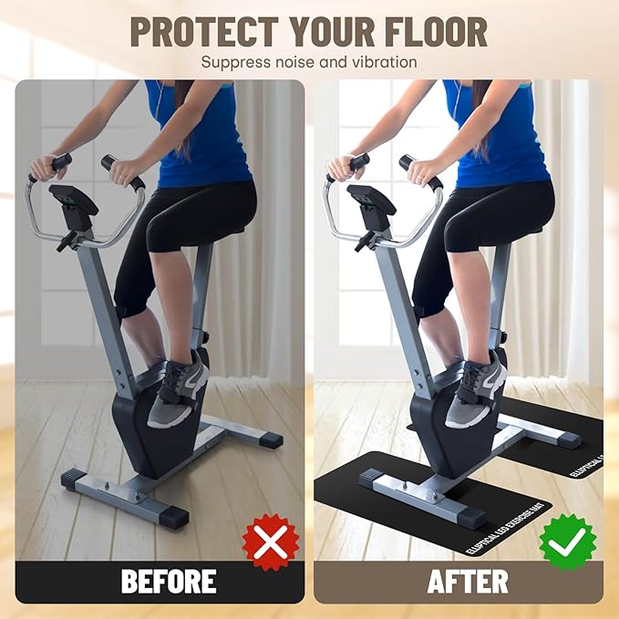 Under Desk Elliptical Mat - Non-Slip Exercise Equipment for Peloton Bike, Small Exercise Mat for Desk Workout Equipment