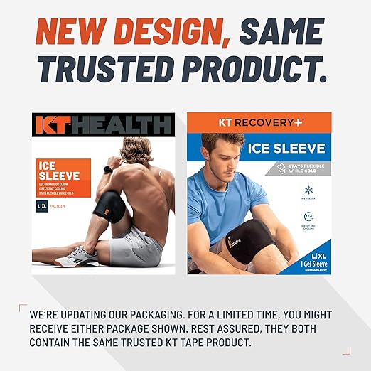KT Recovery+ Ice Sleeve, Cold Therapy and Flexible Compression Sleeve for Sore Muscles and Joints, Small/Medium
