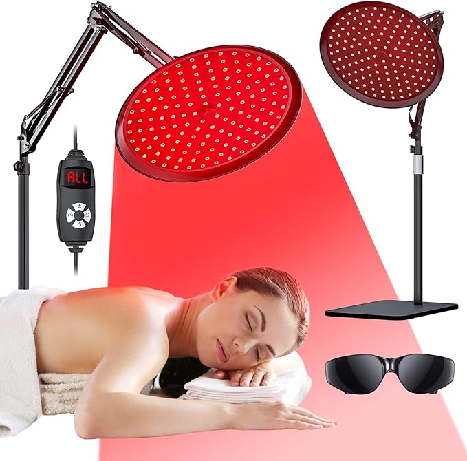 QRQ Red Light Therapy, Infrared Light Therapy Lamp with Stand for Face and Body,Led 660nm (Visible) and 850nm (Invisible) for Whole Body Face Beauty,Mother's Day Gifts