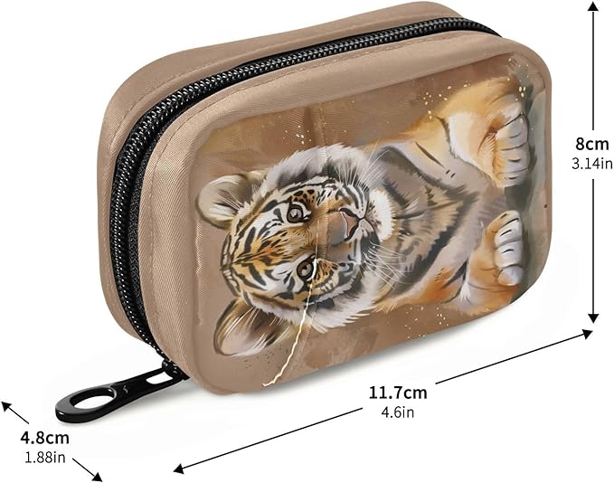 Tiger Travel Pill Organizer with Compartments Lightweight Medicine Storage Bag with Zipper Pocket for Purse Travel Home Use