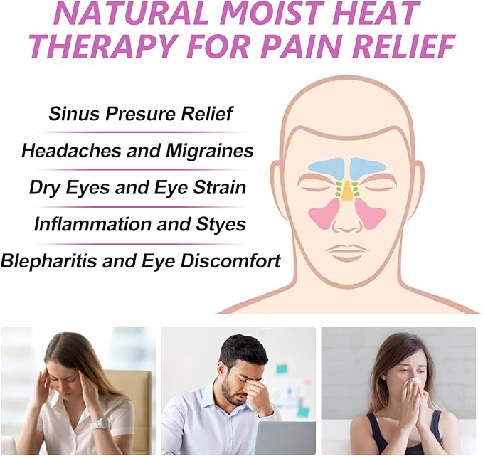 Sinus Face Mask Heated for Headache，Dry Eyes, Migraine, Sinus Pressure Relief, Warm Cold Compress, Lavander Eye Pillow Weighted for Relaxation, Sleep, Yoga, Microwavable Eye Heating Pad