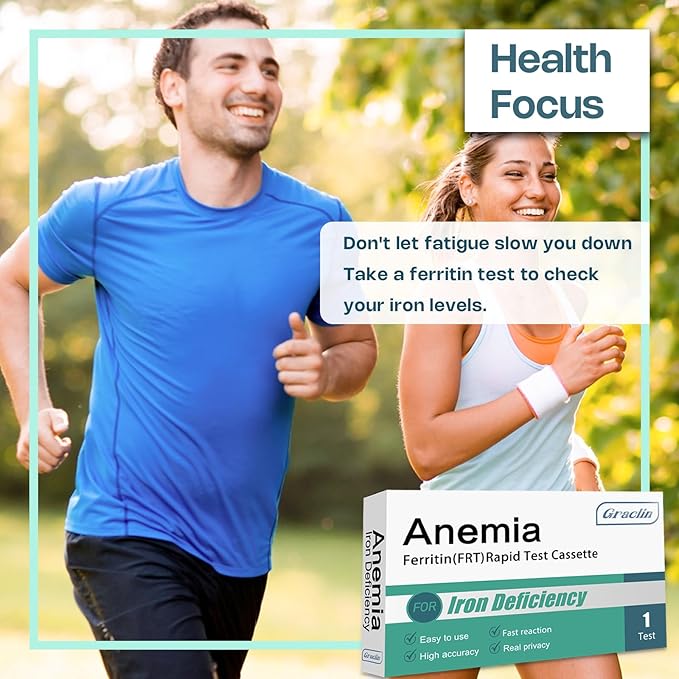 Iron Deficiency Test Kit – at-Home Iron Test Kit for Anemia，Accurate & Easy to Monitor Iron Levels, Suitable for Both Children and Adults.
