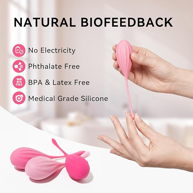 Pelvic Floor Training Weights Set for Women – 3 Level Kegel Exercise Balls for Postpartum Recovery & Bladder Support, Soft Silicone Wellness Gift