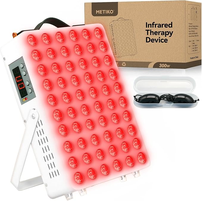 Red Light Therapy for Body, 660nm 850nm Near Infrared Light Therapy Panel with Stand and Handle, 60 Dual Chip LEDs, Ideal Xmas Gift, for Body, Face, Recovery, Sleep, Skin Health, White