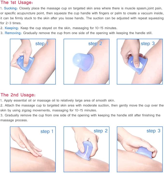 M-22 ONECUPPTOP Cupping Therapy Sets Silicone Anti Cellulite Cup Vacuum Suction Massage Cups Facial Cupping Sets Body and Face (Blue)