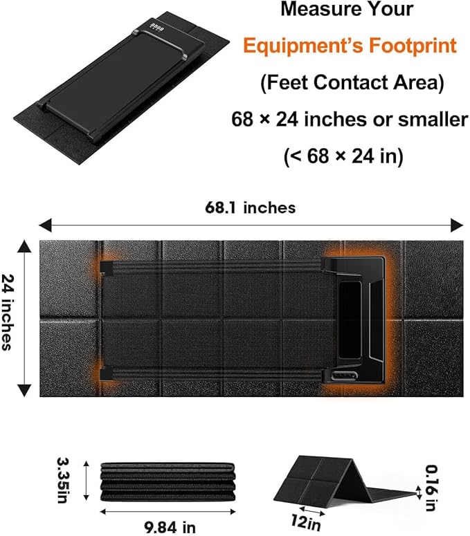 Treadmill Walking Pad Mat for Carpet, for Hardwood Floors, 68"x24", Mat for Under Treadmill/Walking pad/Bike on Carpet, 1/5" Thick Exercise Equipment Mat, No Slip, Noise Shock Absorption