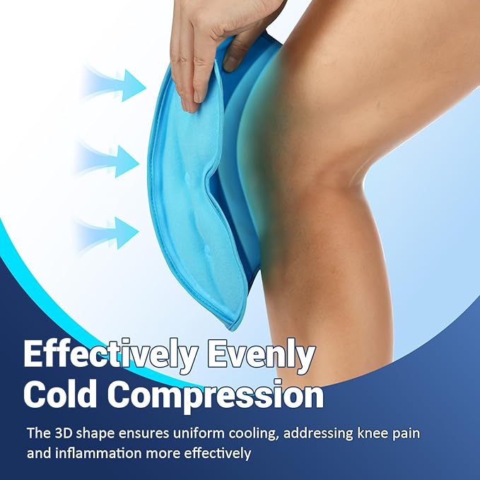 Comfytemp 3D Ice Pack for Knee Injuries, Reusable Gel Wrap, Knee Cold Pack Physical Therapy for Leg Pain Relief, Replacement, Arthritis, Muscle Recovery, Running Essentials - 2 Packs