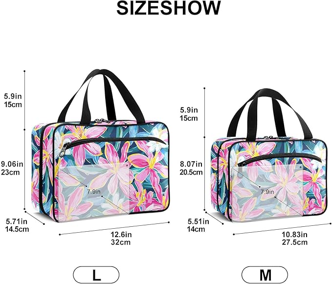 Fustylead Pink Lily Flowers Green Leaves Large Medical Supplies Organizer Bag with Zipper Empty First Aid Bag Trauma Kit for Traveling Hiking Camping