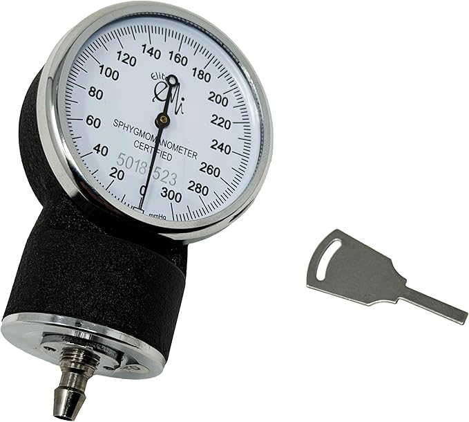 EMI Black Deluxe Professional Aneroid Sphygmomanometer with Self Calibration Key Manual Blood Pressure Monitor Set with Adult Cuff and Carrying Case