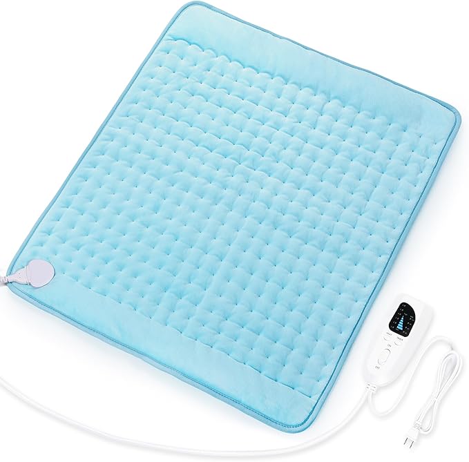 Deepsoon Heating Pad,Electric Heating Pads for Back,Neck,Abdomen,Moist Heating Pad for Shoulder,Knee,Arms,Legs,Dry/Moist Heat & Auto Shut Off,Christmas Gifts for Men and Women,Light Blue,24x20 Inch