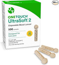 OneTouch Ultra Soft 2 Lancets | Fine 30G Lancets for Blood Testing | Compatible with Most Lancing Devices | Diabetic Lancets for Blood Glucose Monitor Kit, 1 Box (100 Lancets)