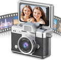 Mini Camera with Flip Screen, 2026 New Mini Digital Camera with 1.47 in LCD Screen, 1080P FHD Recording with 0.96" IPS Screen with 6 Retro Filters AVI, 32GB No Memory Card Included (Black)