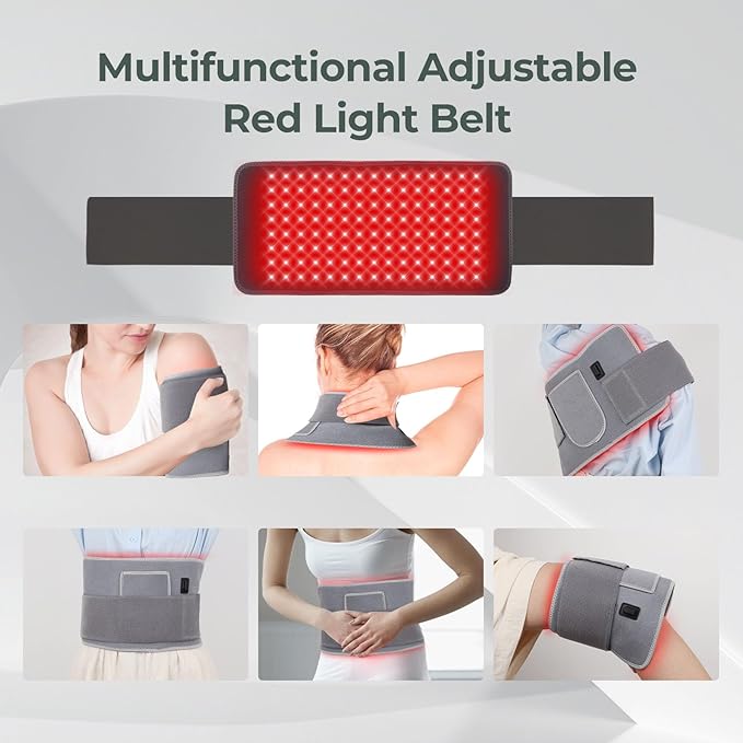 Red Light Belt for Body, Adjustable Lower Back Massager with Heating & Vib, Near Infrared Light Wrap for Back Shoulder Waist Knee Women Men Dogs Cats