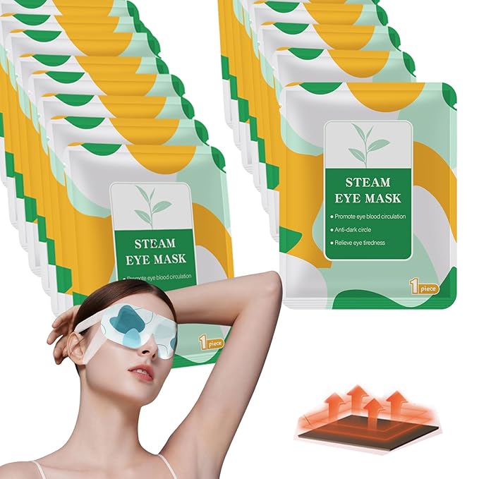 50 Packs Steam Eye Mask for Dry Eyes, Self Heated Sleep Eye Mask Disposable Warm Compress for Eyes, Relieves Dry Eye Eye Strain, Dark Circles, Puffiness,Microgroove (Natural Unscented)