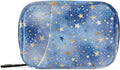 Blue Romantic Golden Stars Travel Pill Organizer Case Box Container Weekly Portable Vitamin Medicine Holder Storage Bag with Zipper Removable