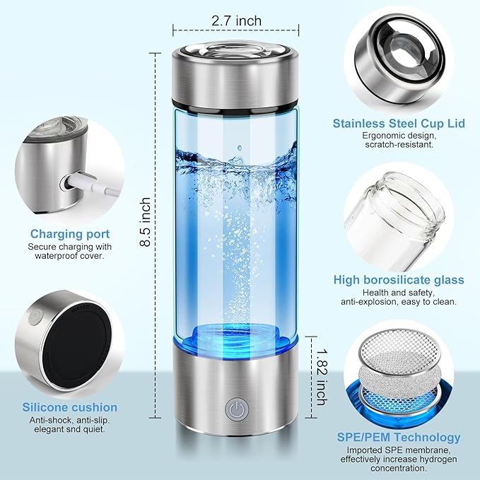 2026 New Hydrogen Water Bottle, Hydrogen Water Generator with Advanced SPE PEM Technology, Portable Rechargeable aquahealth Hydrogen Water for Office, Daily Drinking and Gifts