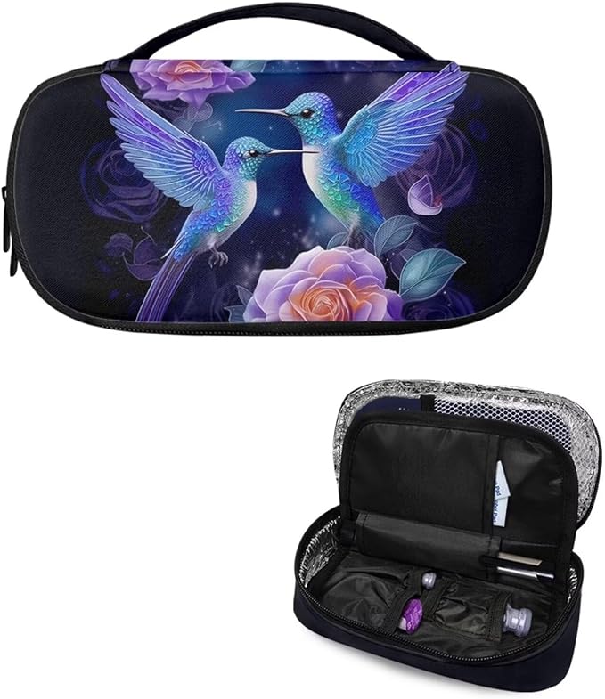 Hummingbird Rose Insulin Cooler Travel Case, Expandable Insulated Diabetic Bag Portable Medication Cooler Bag for Insulin Pens and Blood Glucose Monitor Supplies