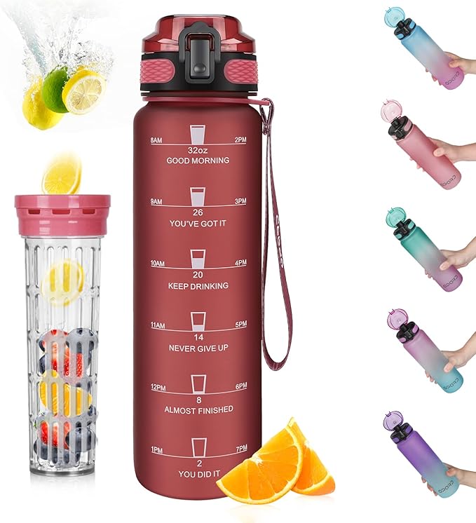 Opard 30oz/32oz Sports Water Bottle with Leak Proof Flip Top Lid BPA Free Tritan Reusable Plastic for Gym and Outdoor, Travel Water Bottle