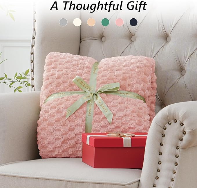 Mr. Sandman Weighted Blankets for Adults Queen Size 15lbs, Warm Sherpa Fleece Throw Blanket for Sleep and Calm, Soft Cozy Heavy Bed Blanket with Jacquard Flannel, 60 x 80 Inches, Pink