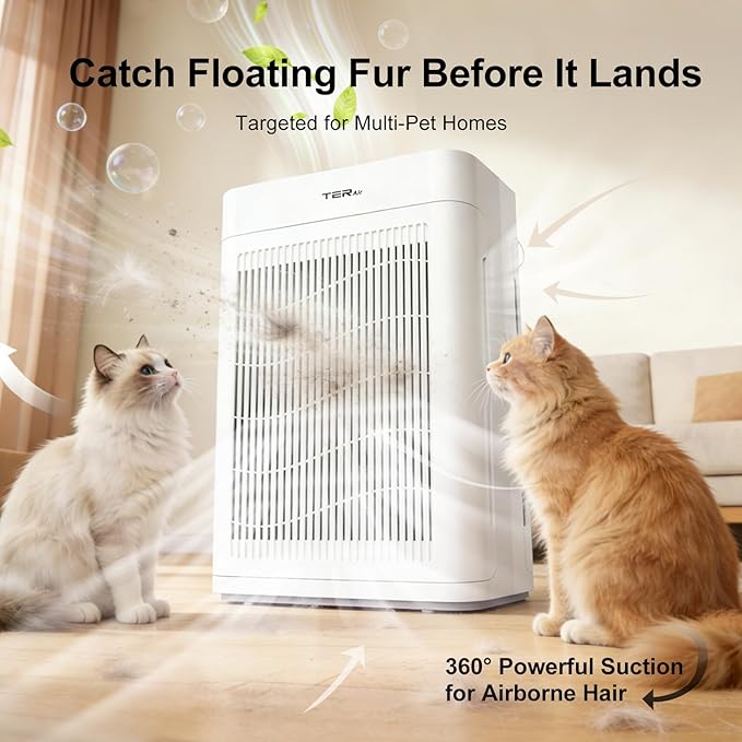 Air Purifier for Home Large Room Bedroom Up to 3000 Sq Ft with Washable Filters, H13 Hepa Double-Sided Air Filter Purifier PM 2.5 Sensor, Air Cleaner for Dust, Pets, Smoke, Pollon 22dB (White)