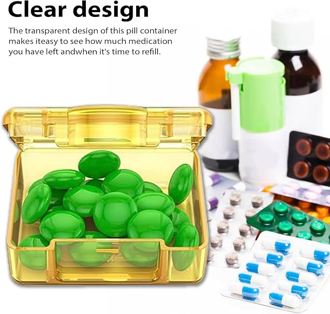 Small Pill Case Travel Pill Box Cute Pill Organizer for Purse Portable Daily Medicine Organizer 1 Compartment Pill Holder for Vitamins, Fish Oil, Supplements