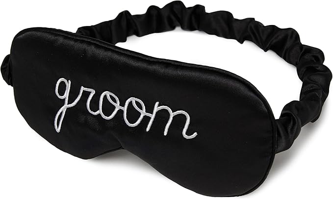 Funky Junque Adjustable Satin Sleep Mask - Groom (Black)