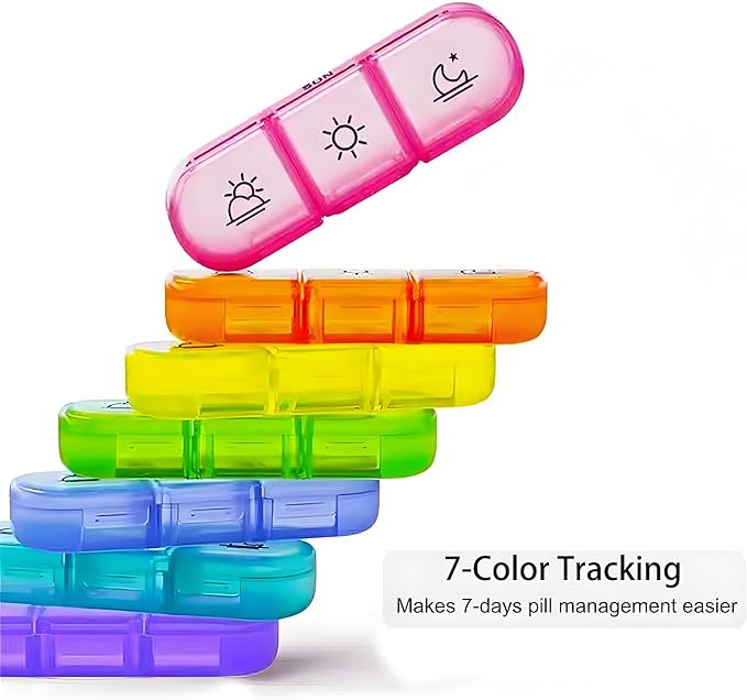 Weekly Pill Organizer 3 Times a Day, Portable Travel Pill Box 7 Day with Large Pill Containers, Daily Pill Box with 21 Compartments, Light-Proof Pill Container for Medications, Vitamins, Fish Oils