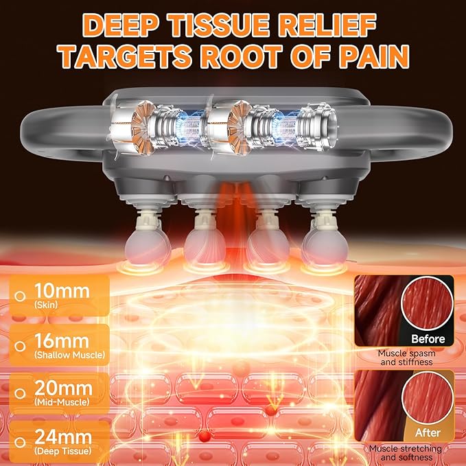 Karrong 16 Head Massage Gun Deep Tissue, Electric Back Massager Tool Cordless Neck/Shoulder/Leg/Foot/Arm/Body Massager for Pain Relief, 9 Levels & 9 Modes, Gifts for Men/Women/Mom/Dad