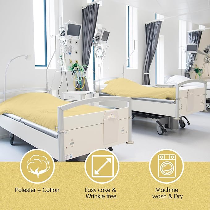 Moukeren 6 Pcs Hospital Bed Sheets Set Deep Pocket Fitted Sheet 36 with Elastic All Around Easy Care Knitted Jersey for Home/Nursing Home (Beige)