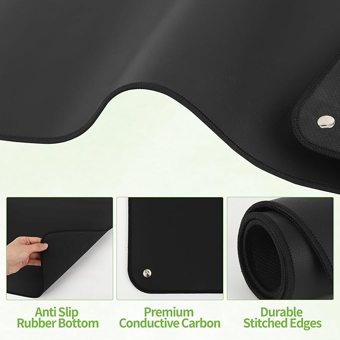 Grounding Mat, Earthing Mat for Sleep, Pain Relief, Inflammation, Balanced Energy, Wellness. Earth Connected Therapy. Non-Slip Grounding Pad for Bed Desk Home Office, Includes 15ft Cord (24"x16")