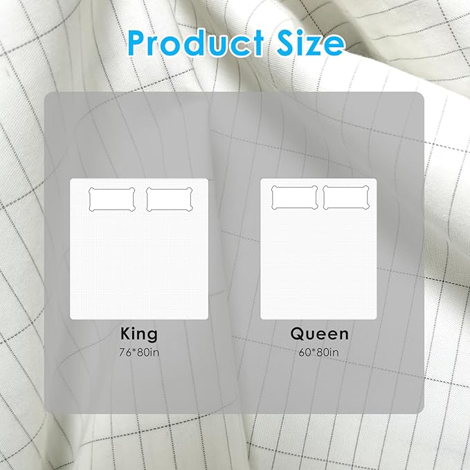 Grounding Sheets Queen Size, 95% Organic Cotton, 5% Silver Fabric, Fitted Earthing Sheets with Grounding Cord, Bed Grounding Kit Grounded Sheets for Improving Sleep