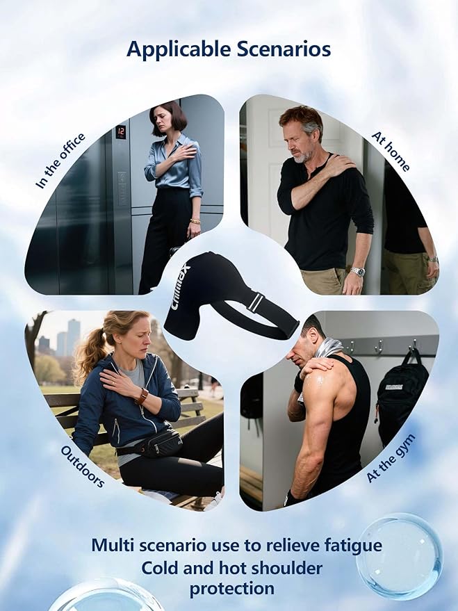 Shoulder Ice Pack Rotator Cuff and Arm Cold Therapy,Reusable Hot Gel Wrap,Instant Relieve Shoulder Pain, Fatigue, Sports Injury, Surgery Recovery Gifts for Men & Women (Standard Black)