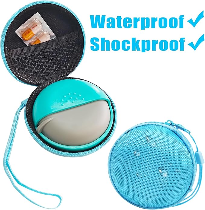 INVODA Travel Pill Organizer Cute Round Pill Box for Purse Compact Medicine Container for Pills, Fish Oil, Vitamins & Supplements