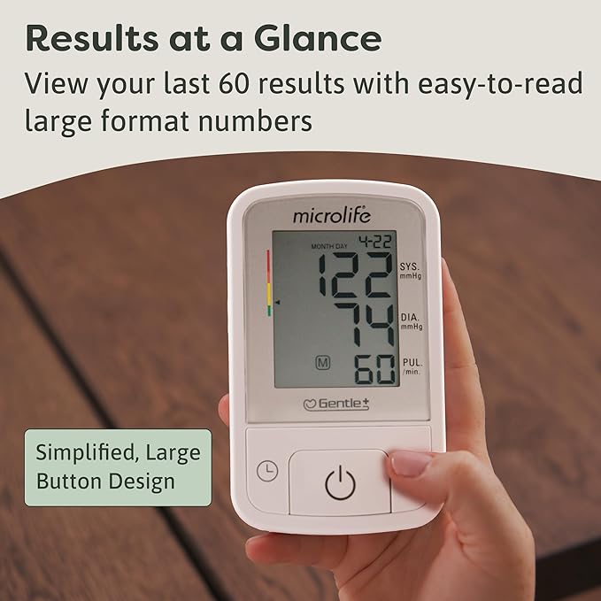 Microlife BPM2 Automatic Digital Upper Arm Blood Pressure Monitor, Wide-Range Cuff Fits Most (Medium – Large up to 16.5 in), Stores 60 Results