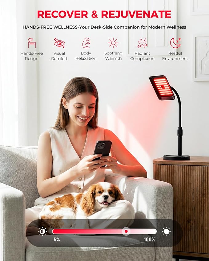 SJZX Red Light Therapy for Face Body, 360° Adjustable Infrared Light Therapy Lamp with 660nm 730nm 850nm LED Red Lights Panel Device, Home use with Goggles & Phone Stand, Ideal Gift for Women Mom Wife