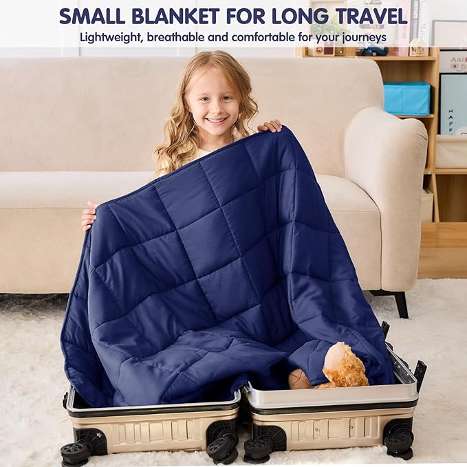 yescool Navy Weighted Blanket 7 Pounds Cooling Weighted Lap Blanket, Heavy Blanket for Sleeping, Weighted Throw Blanket Gifts for 60-80lbs, 40"x60"
