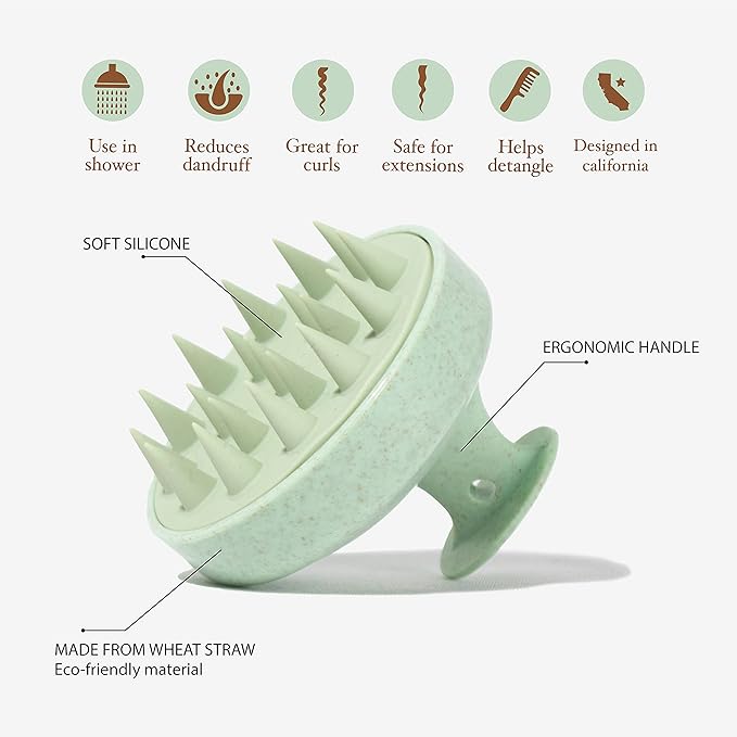 Scalp Massager Hair Shampoo Brush Shower Scalp Scrubber l Hair Scalp Scrubber Head Massager for Stress Relax Hair Growth (Soft Green)