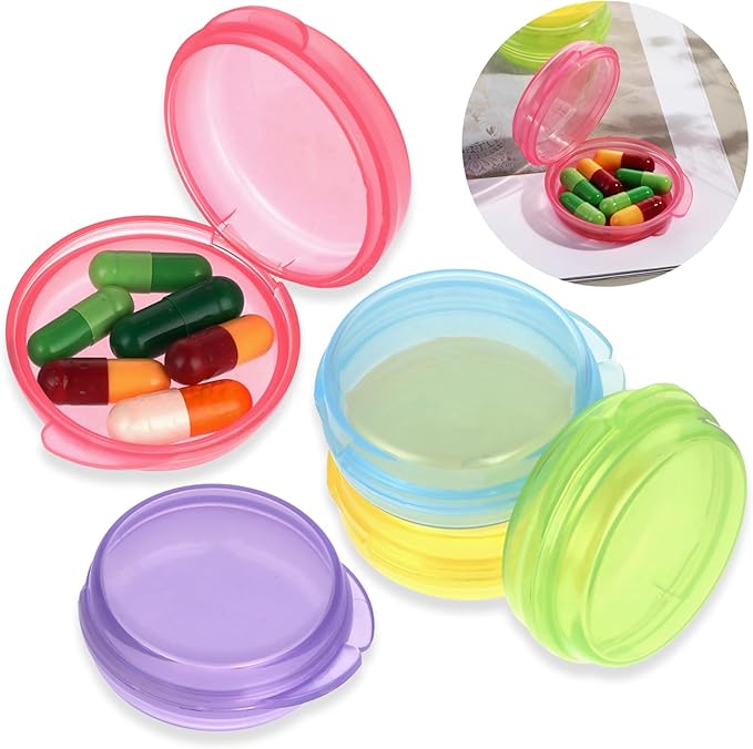 5 Pack Mini Pill Case, Portable Small Pill Organizer Box, Travel Vitamin Holder, Compact Medicine Container for Pocket, Purse, Cod Liver Oil Storage