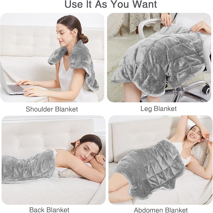 Alomidds Weighted Lap Blanket 7lbs, Cozy Breathable Flannel Weighted Lap Pad for Adults, Small Weighted Blanket for Travel, Couch, Grey, 29" x 24"