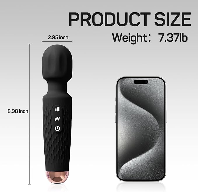 Personal Massager - 4H Max Runtime & Ultra-Quiet - Waterproof - 20 Modes 8 Speeds for Deep Tissue Back Massage, Post-Workout Recovery and Neck Muscle Relaxation（LX-Blcak）