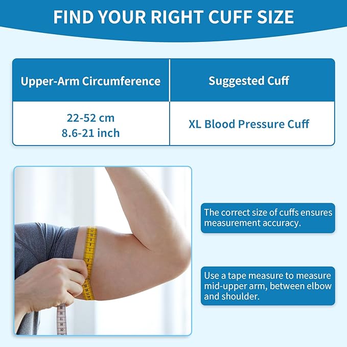9"-21" Extra Large Blood Pressure Cuff (22-52cm) Compatible with Other Brands Wide-Range Extra Large Replacement Cuff (BP Cuff Included Only)