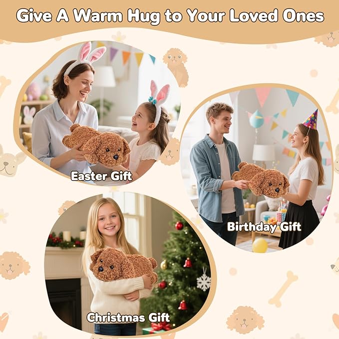 Dog Heating Pad for Period Cramps Menstrual Pain Relief, Portable Electric Heat Pads USB Powered, Cute Poodle Plush Stuffed Animals Gift, Funny Gifts for Women Teen Girls Christmas Birthday Easter