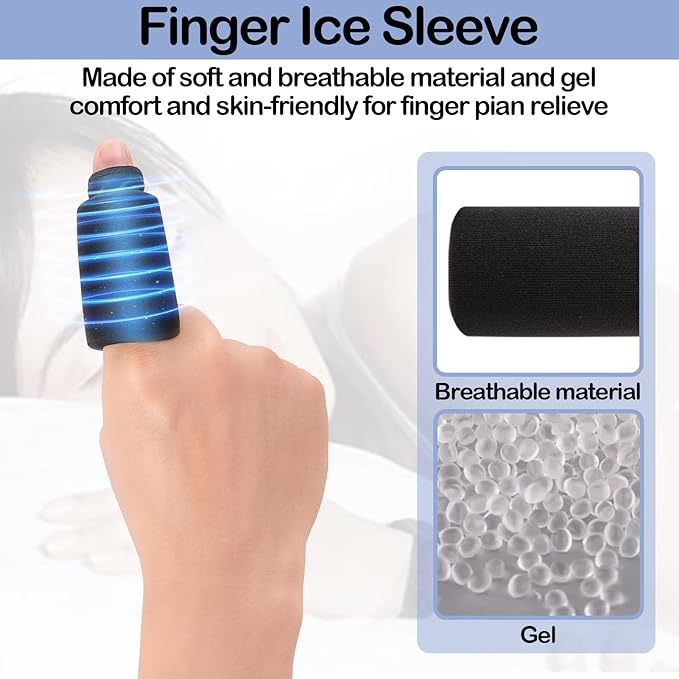 4 PCS Finger Ice Pack, Gel Thumb Ice Pack, Thumbs & Toes Hot Cold Therapy Ice Pack for Finger for Arthritis, Tendinitis, Trigger Finger and Swollen Finger (Black)